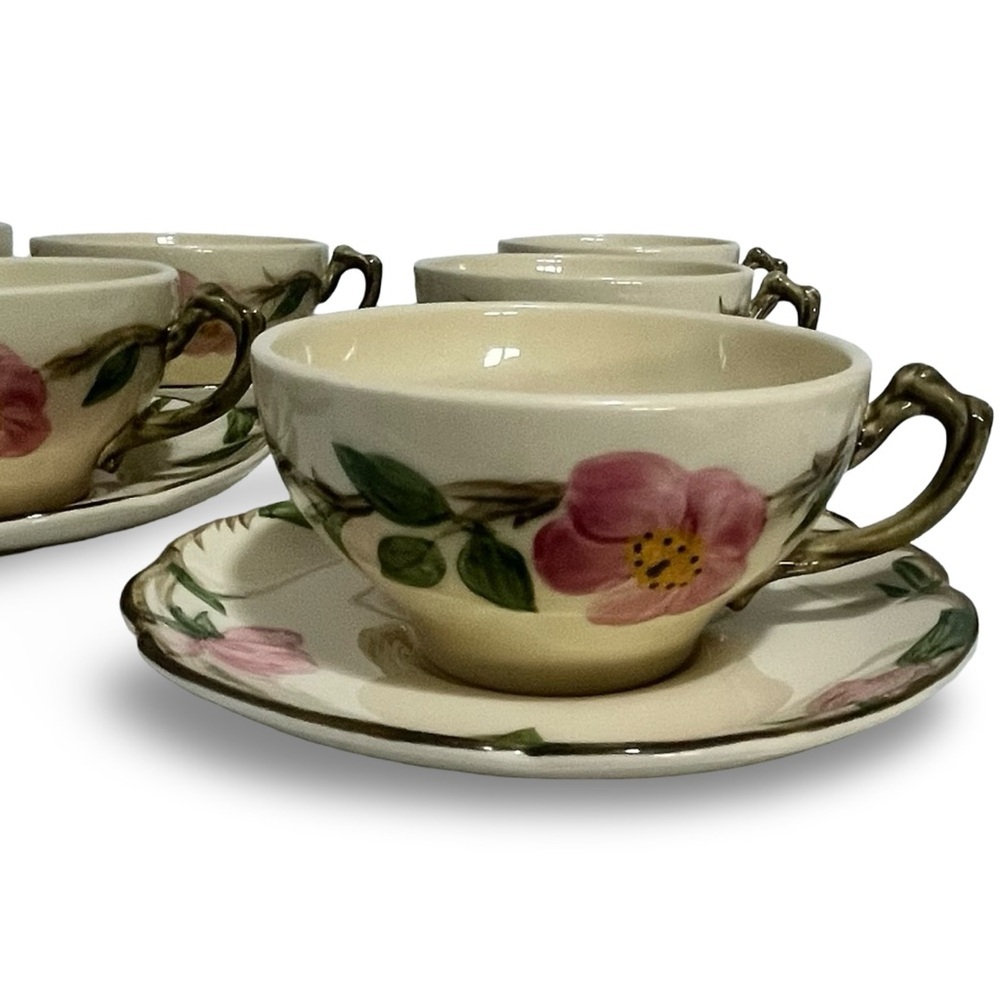 Vintage 1950s Franciscan Desert Rose Cup and Saucer Set of 8 - Picture 2 of 10